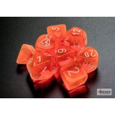Chessex Translucent Neon Orange/White 7-Die Set with Bonus Die